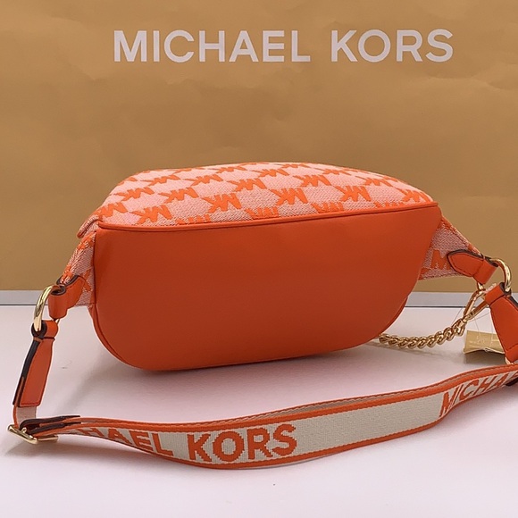 MICHAEL KORS Maisie Large Logo 2-in-1 Sling Waist Fanny Pack Crossbody Poppy NWT - Picture 11 of 16